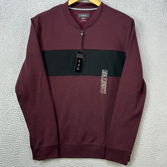 Alfani Other - NEW Alfani Men Medium Sweatshirt Pullover Maroon Quarter Zip Stretch Lightweight